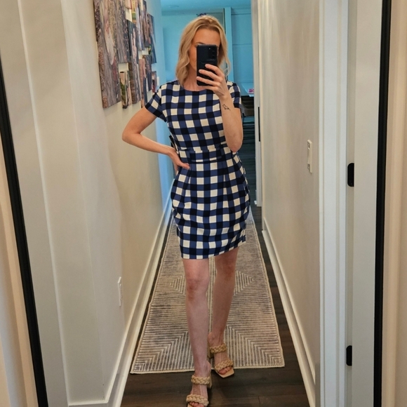 NWT Cynthia Steffe Blue and White Checkered Dress - Size 0 - Picture 2 of 16